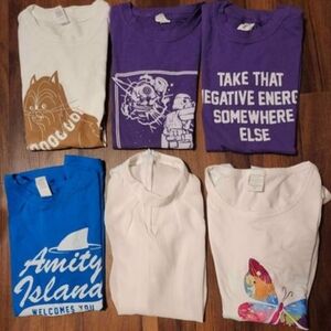 Lot of 4 Womens Sz Sm Tops, 3 Graphic Tees and 1 Blouse, All But 1 NWOT